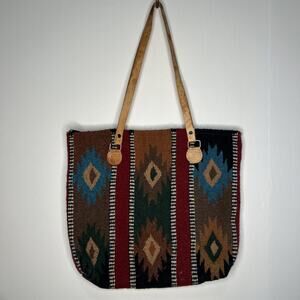 El Paso Saddle Blanket Bag Tote Purse Southwestern Cowgirl 100% Wool